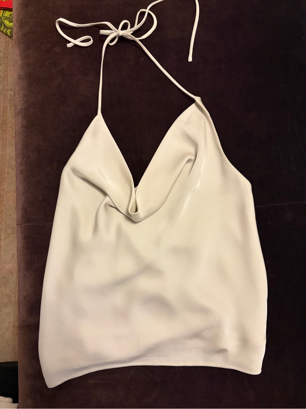 Silky satan halter cowlneck top